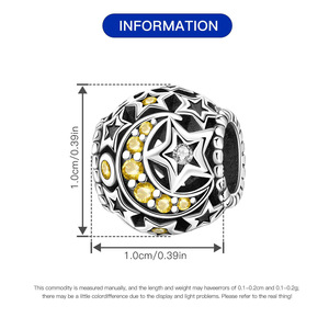 Cuentas de cobre huecas con circonitas en forma de luna y estrella, accesorios originales y versátiles para pulseras DIY, venta al por mayor. - Product Image 3