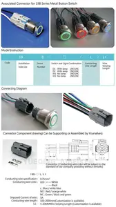 Enchufe de cableado de 19mm, Conector de cable flexible para interruptor de botón de serie IB19B