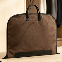 Bolsa de Ropa Oxford de Lujo con Detalles en Cuero para Viajes de Negocios, Porta Trajes Plegable con Asa, Bolsa de Regalo para Padrinos de Boda