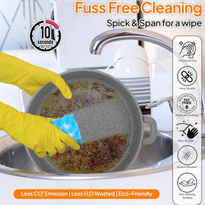 High Quality Modern Metal Ceramic Coated Pot <b>Pan</b> Silicone Glass Lids Soft Touch Handle Non-Stick Die <b>Cast</b> Aluminum Cookware Set - Product Image 4