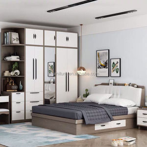 Juego de Dormitorio de Lujo Moderno con Cama King Size de Madera Sólida para Hotel o Apartamento - Product Image 1