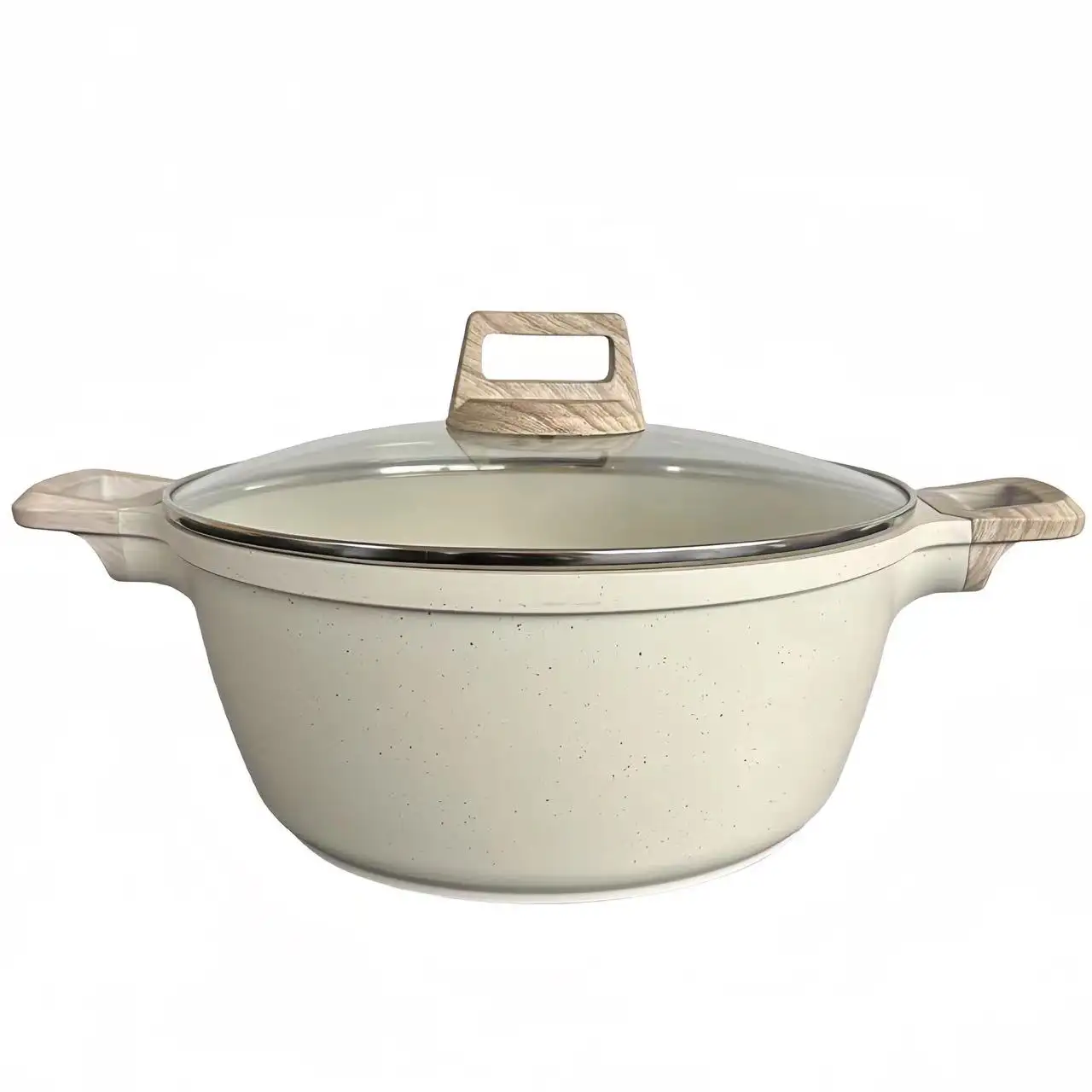 Modern Design Sustainable ceramic Non-Stick Cookware Aluminium Cooking Pot Casserole with Glass Lid Metal Material