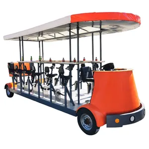 Factory Wholesale 15 Person 15 Seaters Group 4 Wheel Pedal Pub Electric Beer Party Bike