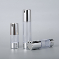 Flacon de lotion cosmétique vide en argent de 15 ml, 30 ml, 50 ml, flacon pompe sans air rechargeable de luxe