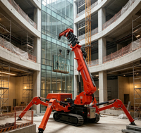 Grue araignée automotrice télécommandée à rotation à 360 degrés, utilisée pour l'entretien des bâtiments et l'installation