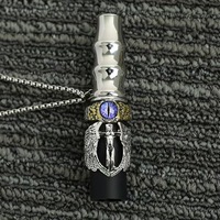 Collier pendentif crâne en métal Alpha-H pour hommes, design miroir anti-stress avec porte-cigarette, style européen-américain