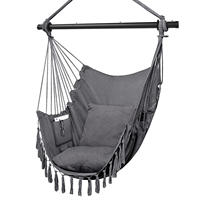 Chaise suspendue pliante moderne en métal gris pour l'intérieur et l'extérieur, avec kit de suspension, portable et facile à installer