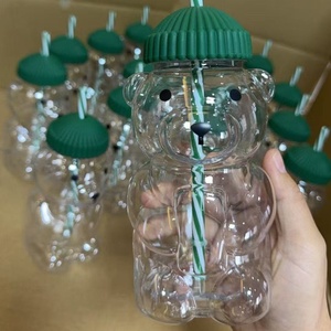 Garrafa de Água Plástica Personalizada de 500ml em Forma de Urso de Pelúcia para Feriados, Copos de Café e Suco para Chá e Leite - Product Image 6
