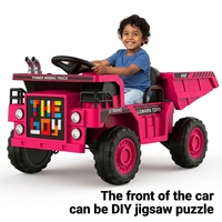 Camion excavateur électrique 12V pour enfants, voiture télécommandée avec benne basculante électrique et volant électrique pour enfants