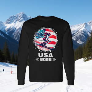 Camiseta de manga larga del equipo de esquí de EE. UU. con diseño olímpico 2026 - Product Image 3