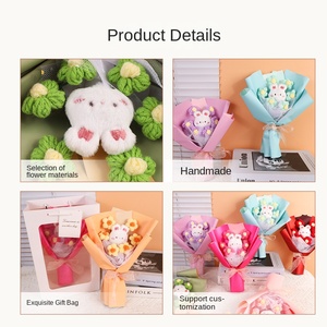 Bouquet <span class=keywords><strong>di</strong></span> Peluche a Forma <span class=keywords><strong>di</strong></span> Coniglio dei Desideri per Compleanno e Tanabata, con Fiori Lavorati a Maglia, per Amici e Fidanzate - Product Image 3