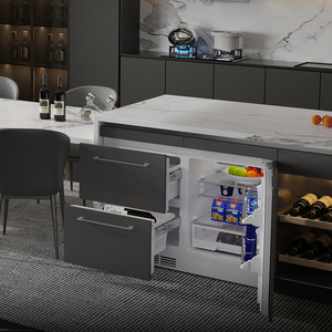 Réfrigérateur-congélateur <span class=keywords><strong>encastrable</strong></span> 196L entièrement intégré, type tiroir, avec machine à glaçons intégrée pour hôtels et îlots de cuisine - Product Image 6