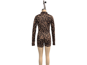 Ensemble 2 pièces décontracté pour <span class=keywords><strong>femme</strong></span> : <span class=keywords><strong>veste</strong></span> à manches longues et short de sport imprimé léopard, idéal pour le printemps et le fitness, style streetwear - Product Image 6