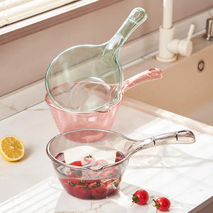 Louche en plastique grande et profonde pour cuisine domestique, sans BPA, à long manche, transparente, pour l'égouttage de l'eau et le lavage des cheveux - Product Image 4