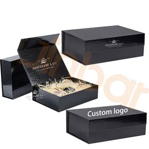 Jinbar porta regalo di lusso porta regalo nero robusto 250mm Emballage Pour Soins De La Peau scatole regalo di cartone