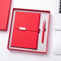 Nouvel ensemble de cahiers A5-coffret cadeau d'affaires bleu-ensemble d'écriture créative de bureau d'école-cadeau exquis-avec logo gravé dessus