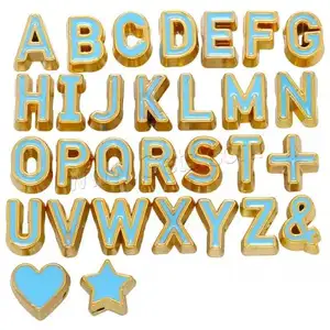 2021 new arrival hot sale popular cute charms DIY enamel Zinc Alloy Alphabet Letter Beads more colors for choice 1505199