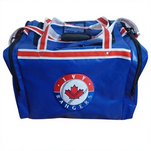 Sac de sport en PVC bleu Ivy Rangers avec sangles rouges et blanches, fermeture à glissière pour le sport - Product Image 3