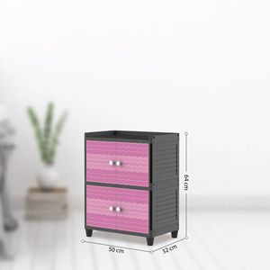 Modern Stackable <b>Plastic</b> Storage Cabinet 2 Tier Double Door Wardrobe <b>Organizer</b> (Twinbox Fit Style) - Product Image 6