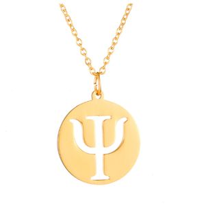 Collier en acier inoxydable avec pendentif rond symbole psi psychique, cadeau pour thérapeute de la mode, psychologue, <span class=keywords><strong>psychologie</strong></span> - Product Image 1