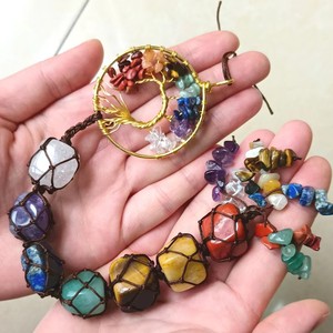 Attrape-rêves Arbre <span class=keywords><strong>de</strong></span> Vie avec 7 Pierres des Chakras, Cristal <span class=keywords><strong>de</strong></span> Guérison, Cadeau Feng Shui, Décoration <span class=keywords><strong>de</strong></span> Chambre Sorcière pour Femmes, à Suspendre pour Rideaux et Voitures - Product Image 5