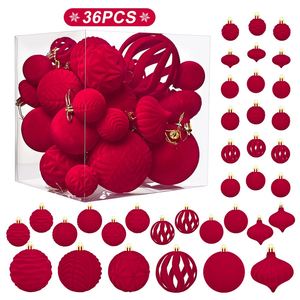 Boules de Noël floquées, décorations suspendues pour centres commerciaux, ambiance exquise, décorations de Noël en forme de seau - Product Image 2