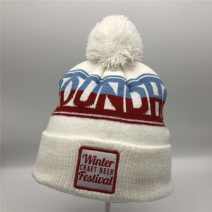 Fashion Custom Embroidered <strong>Beanie</strong> Jacquard Knitted <strong>Beanie</strong> Hat with <strong>Pom</strong> Om Ball Bobble Jacquard Winter <strong>Beanie</strong> for Keeping Warm - Product Image 1