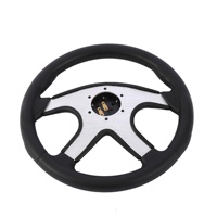 Volant de course universel Pu 320 mm avec surpiqûres rouges, à rayons plats, pour voiture de sport, rallye, simulation