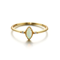 Bague en or massif 14 carats de style coréen et japonais, bijoux légers, simple et polyvalente, bague en opale naturelle, opale marquise unie