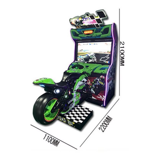 Máquina recreativa de carreras de motos operada con monedas para centro de videojuegos, con tablero de metal y plástico en inglés - Product Image 3