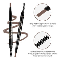 Crayon à sourcils minéral double tête ultra-fin à rotation automatique 6 couleurs Handaiyan, imperméable, anti-bavure, avec brosse, 0,3g