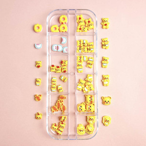 Nouveau 12 grille beurre ours en peluche Nail Art accessoires mignon Toast ours en peluche beignets décoration des ongles - Product Image 4