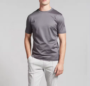 Maglietta da uomo in cotone mercerizzato di alta qualità 100% a girocollo tinta unita muscolatura Slim Fit manica corta in bianco <span class=keywords><strong>T</strong></span>-Shirt alla moda Casual - Product Image 4