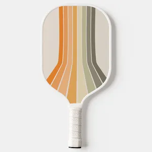 Custom Retro Striped Orange Green 16mm Carbon Fiber Pickleball Paddle