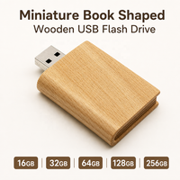 Clé USB 2.0 en bois en forme de livre avec logo personnalisé, cadeau promotionnel écologique pour l'école, nouveau stock, cryptée