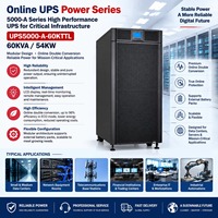 Système d'alimentation de secours en ligne UPS 5000-A-60KTTL 60 kVA 54 kW avec batterie externe triphasé pour serveur et centre de données