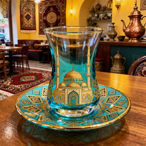 <span class=keywords><strong>Bicchieri</strong></span> da tè <span class=keywords><strong>turchi</strong></span> e piattini in vetro trasparente tazze da tè e piattini accentati tazza da tè turco - Product Image 2