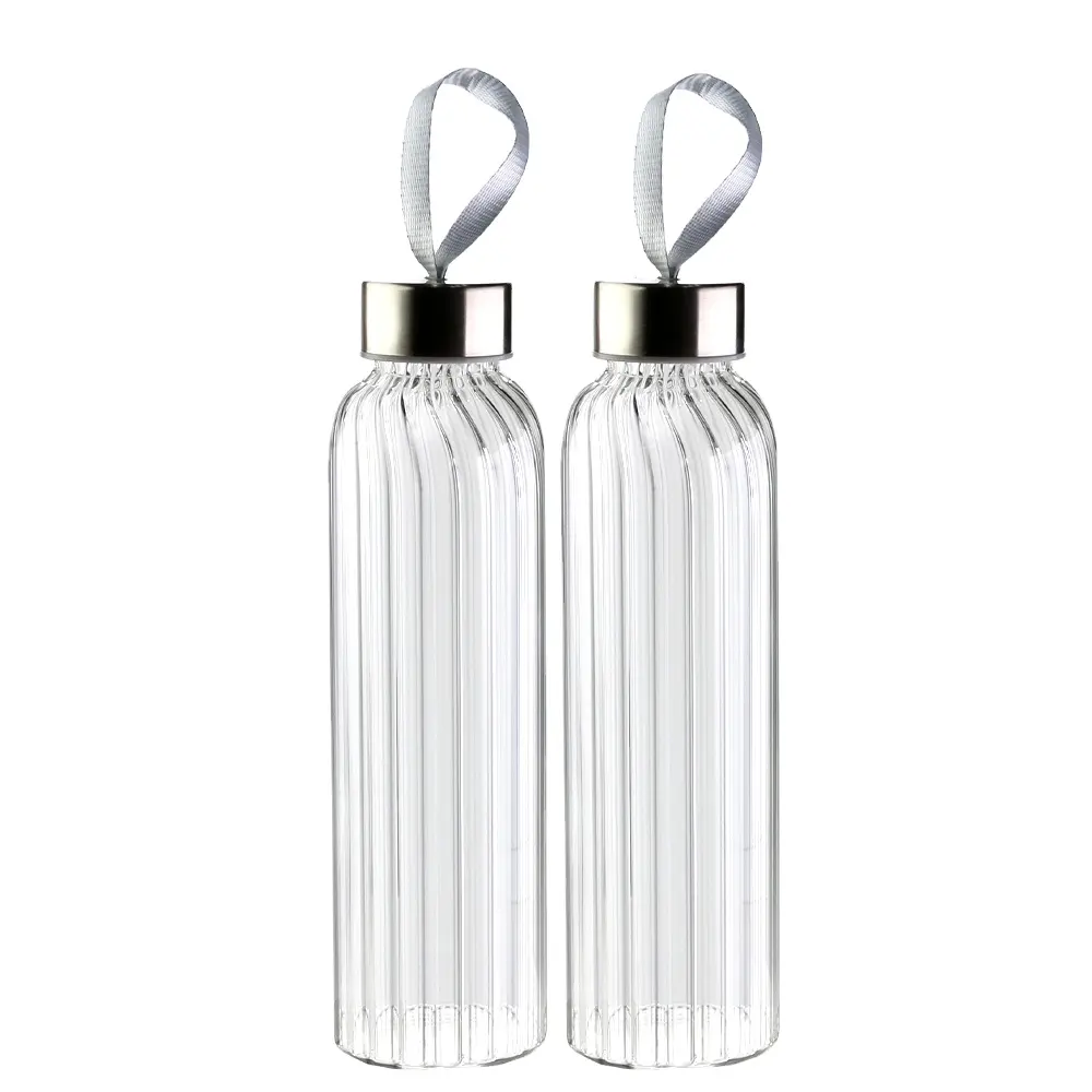 Bottiglie di acqua di vetro potabile borosilicato riutilizzabili premium di lusso all'ingrosso logo personalizzato con coperchio sigillo