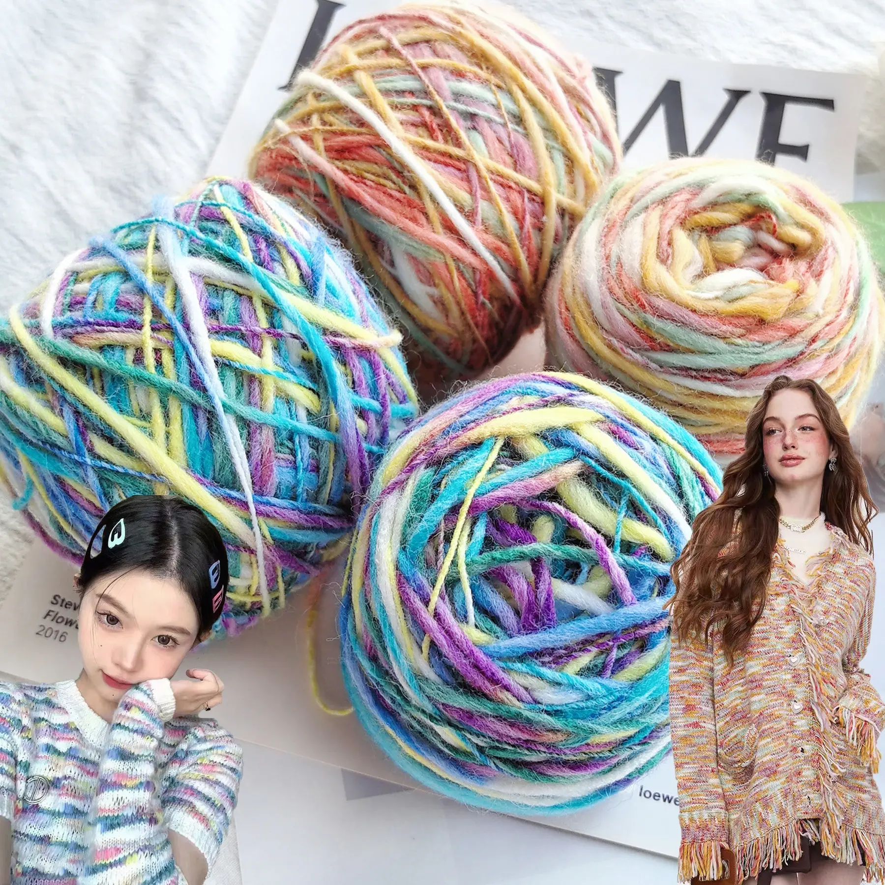 手編み用ソフトポリエステル糸かさばるアクリル混紡ウール糸卸売直販
