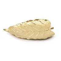 Bandeja de metal con forma de hoja de tres capas, bandeja de almacenamiento de oro decorativo, árabe, ecológica, venta al por mayor