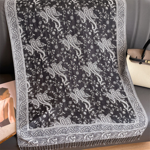 <span class=keywords><strong>2023</strong></span> Venta caliente estilo nacional grande Cachemira sensación Reversible chal Jacquard Paisley Pashmina chal bufanda para mujer - Product Image 6