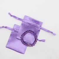 Sac à cordon en satin de soie réutilisable, taille et impression de logo personnalisées, pour bijoux, cosmétiques, perruques, rangement, emballage cadeau