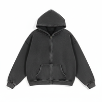 Blouson Bomber Zippé en Polaire Lourd 355 GSM pour Homme, Teint en Pièce, Effet Monkey Fade, Délavé Vintage, Dégradé Automne, Personnalisé