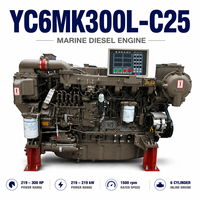 Moteur diesel marin YUCHAI YC6MK300L-C25, 219 kW, 300 CV, 1500 tr/min, pour bateau de transport de marchandises, bateau de pêche, bateau de travail