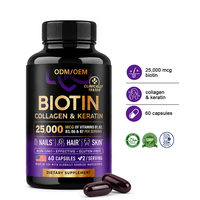 Complément alimentaire naturel pour la beauté, capsules de magnésium et complexe de vitamine B pour la gestion de l'énergie, 25000 mcg pour les cheveux, la peau et les ongles, marque privée