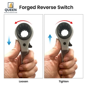 19/21MM Reversible Scaffolding <strong>Podger</strong> Ratchet <strong>Spanner</strong> Drop Forged Durable Crv Socket Carbon Steel Handle Short Curved Tail - Product Image 6