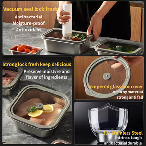 Recipiente de Almacenamiento de Alimentos de Acero Inoxidable al Vacío, Hermético y a Prueba de Agua, con Tapa de Vidrio, de Alta Calidad y Gran Venta - Product Image 3