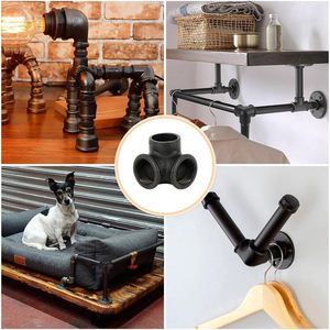 1/<span class=keywords><strong>2</strong></span>인치 블랙 파우더 코팅 가단성 주철 <span class=keywords><strong>3</strong></span>방향 측면 출구 엘보우 파이프 피팅 파이프 선반 브래킷 빈티지 파이프 가구 - Product Image 5