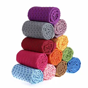 Keset yoga anti bakteri, keset handuk microfiber anti bakteri, handuk pas di sudut anti selip, handuk yoga dengan pegangan logo kustom, panjang 72 inci