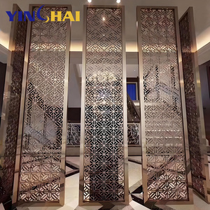 Khách Sạn Sang Trọng Sảnh Phân Vùng Thiết Kế Thép Không Gỉ Phòng Phân Vùng Divider Cho Phòng Khách Tường Divider Bảng Điều Chỉnh Vàng - Product Image 4